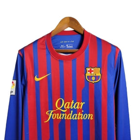 Camisa Retrô Barcelona I 2011/2012 manga longa - Nike Masculina - Vermelha com detalhes em azul