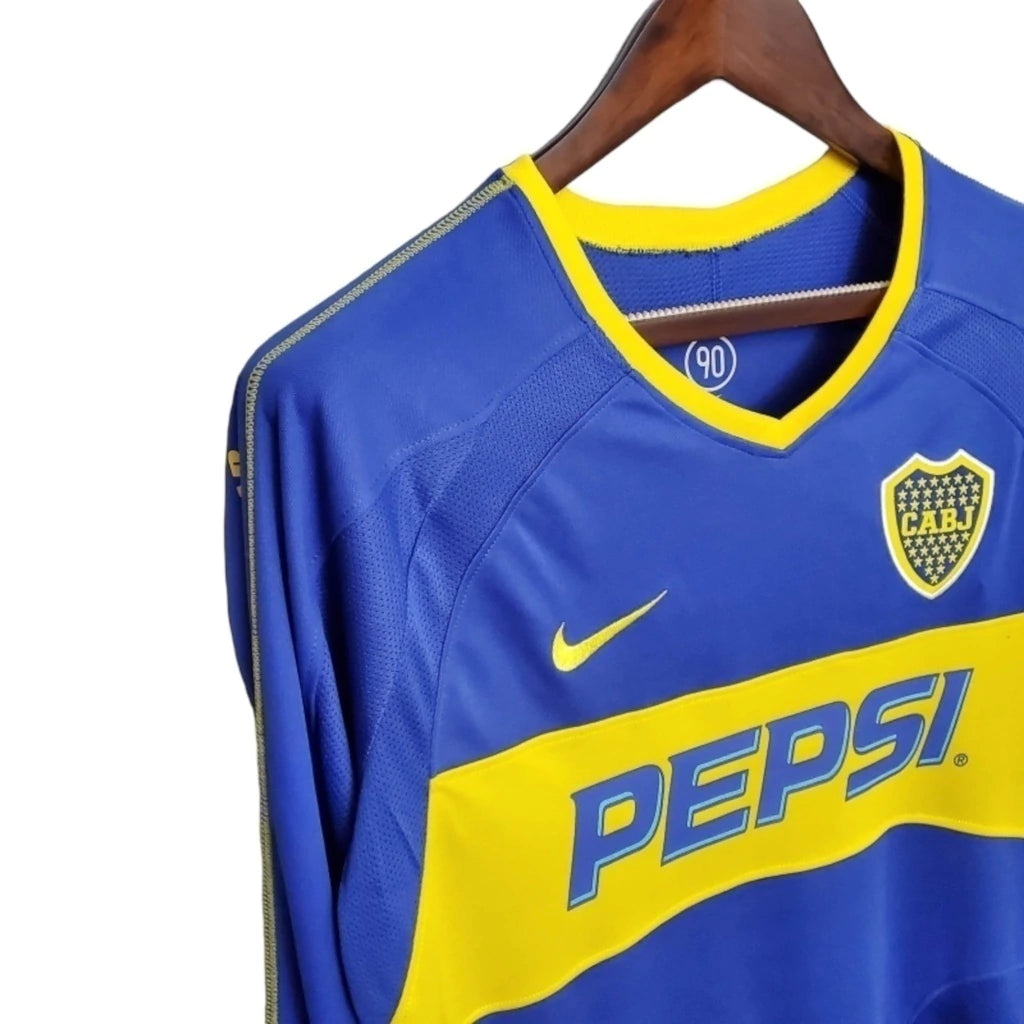 Camisa Retrô Boca Juniors 2003/2004 manga longa - Nike Masculina - Azul com detalhes em amarelo