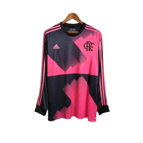 Camisa Flamengo 23/24 manga longa - Torcedor Adidas Masculina - Preta com detalhes em rosa