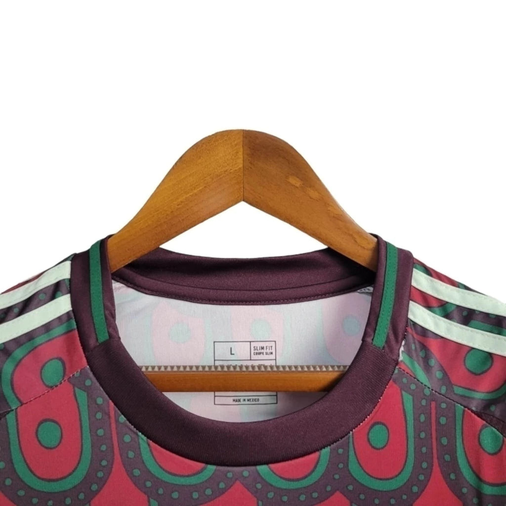 Camisa Seleção do México I 24/25 manga longa - Torcedor Adidas Masculina - Vinho com detalhes em verde e branco