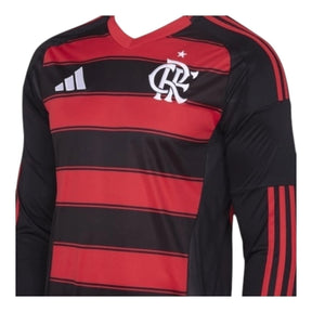 Camisa Flamengo I 25/26 manga longa - Torcedor Adidas Masculina - Vermelha e preta