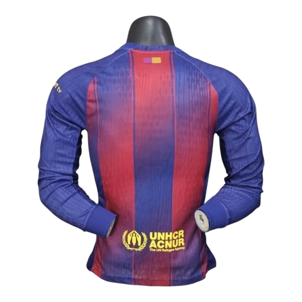 Camisa Barcelona I 25/26 manga longa - Jogador Nike Masculina - Azul e vermelha