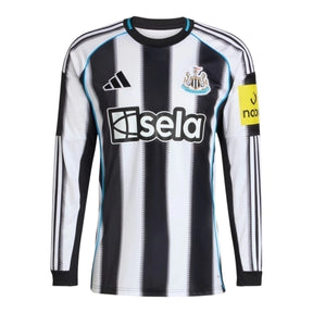 Camisa Newcastle I 25/26 manga longa - Torcedor Adidas Masculina - Branca e preta com detalhes em azul