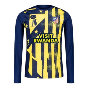Camisa Atlético de Madrid Pré-jogo II 25/26 manga longa - Torcedor Nike Masculina - Azul e amarela