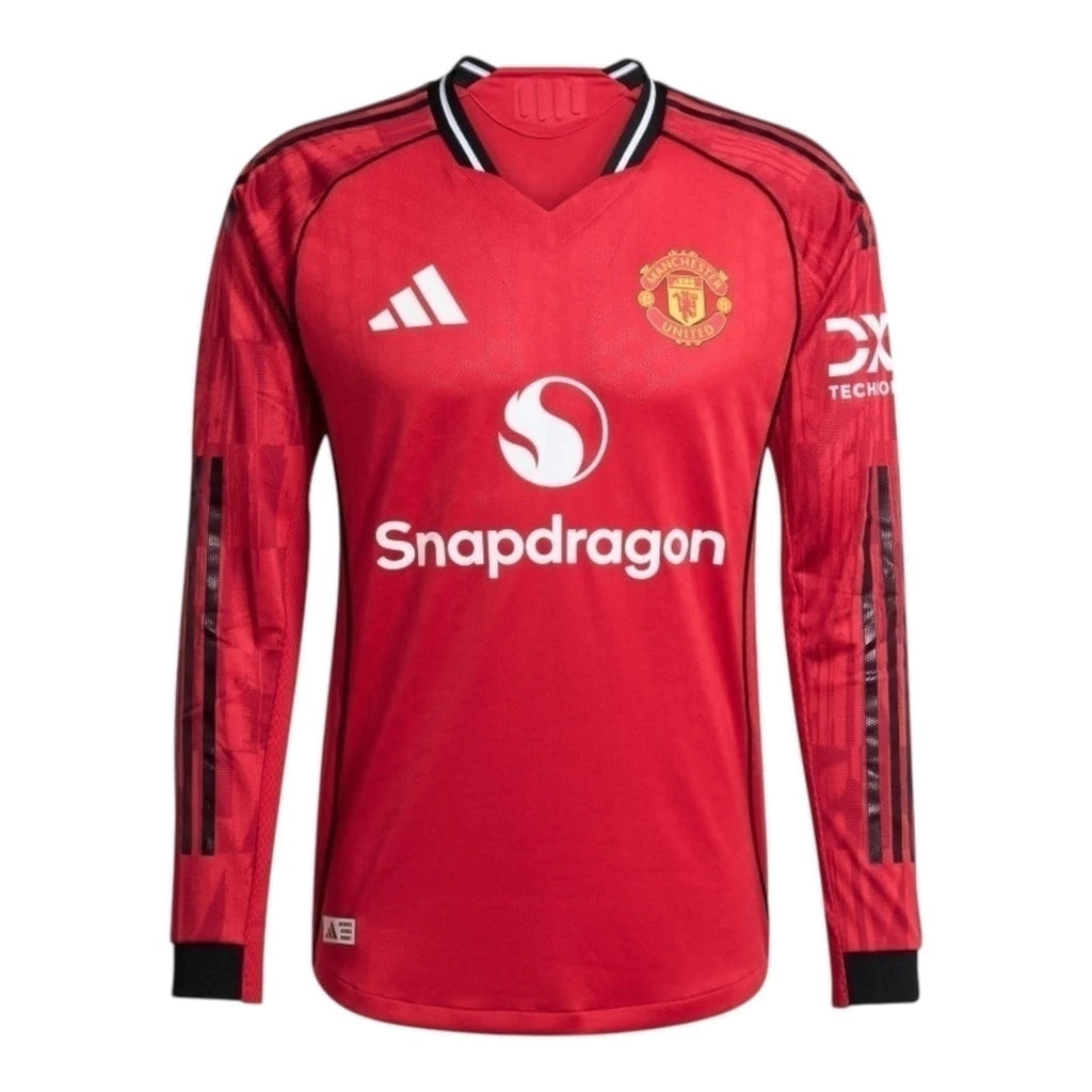 Camisa Manchester United I 25/26 manga longa - Torcedor Adidas Masculina - Vermelha com detalhes em preto