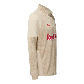 Camisa Red Bull Salzburg Treino 25/26 manga longa - Torcedor Puma Masculina - Branca com detalhes em marrom