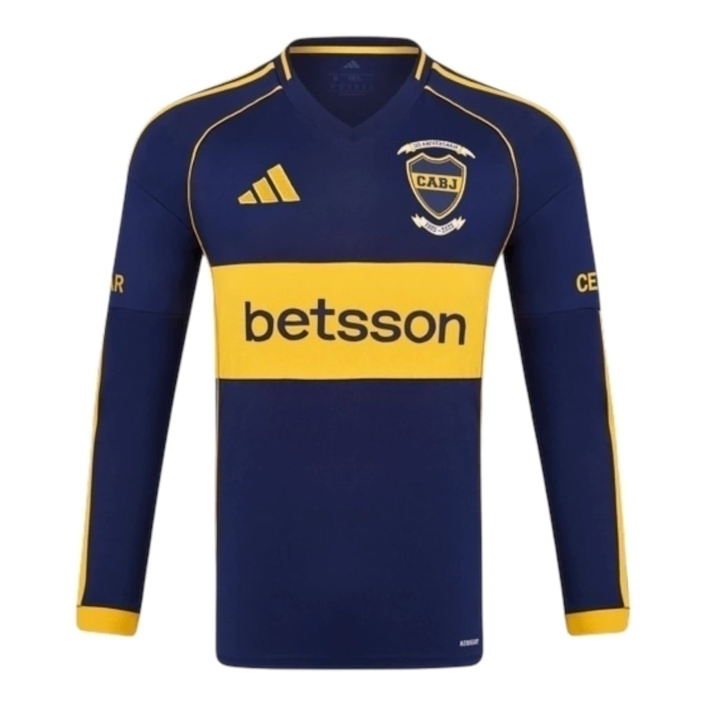 Camisa Boca Juniors I 25/26 manga longa - Torcedor Adidas Masculina - Azul com detalhes em amarelo