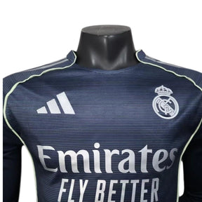 Camisa Real Madrid II 25/26 manga longa - Jogador Adidas Masculina - Azul com detalhes em amarelo