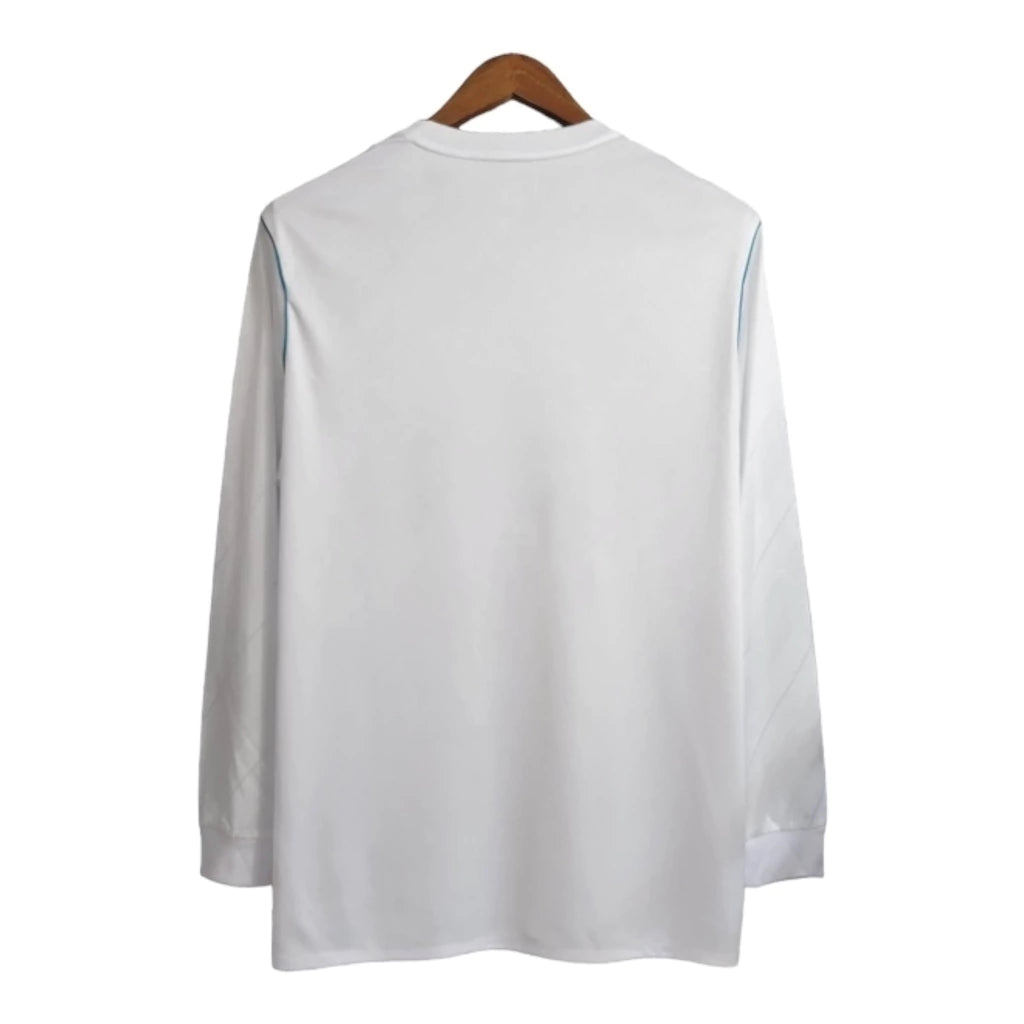 Camisa Retrô Real Madrid I 2017/2018 manga longa - Adidas Masculina - Branca com detalhes em azul