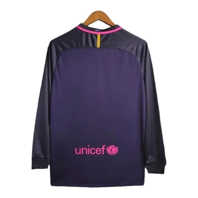 Camisa Retrô Barcelona 2016/2017 manga longa - Nike Masculina - Roxa com detalhes em rosa