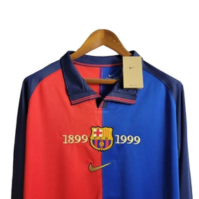 Camisa Retrô Edição Centenário Barcelona 98/99 manga longa - Masculina Nike - Azul e vermelha