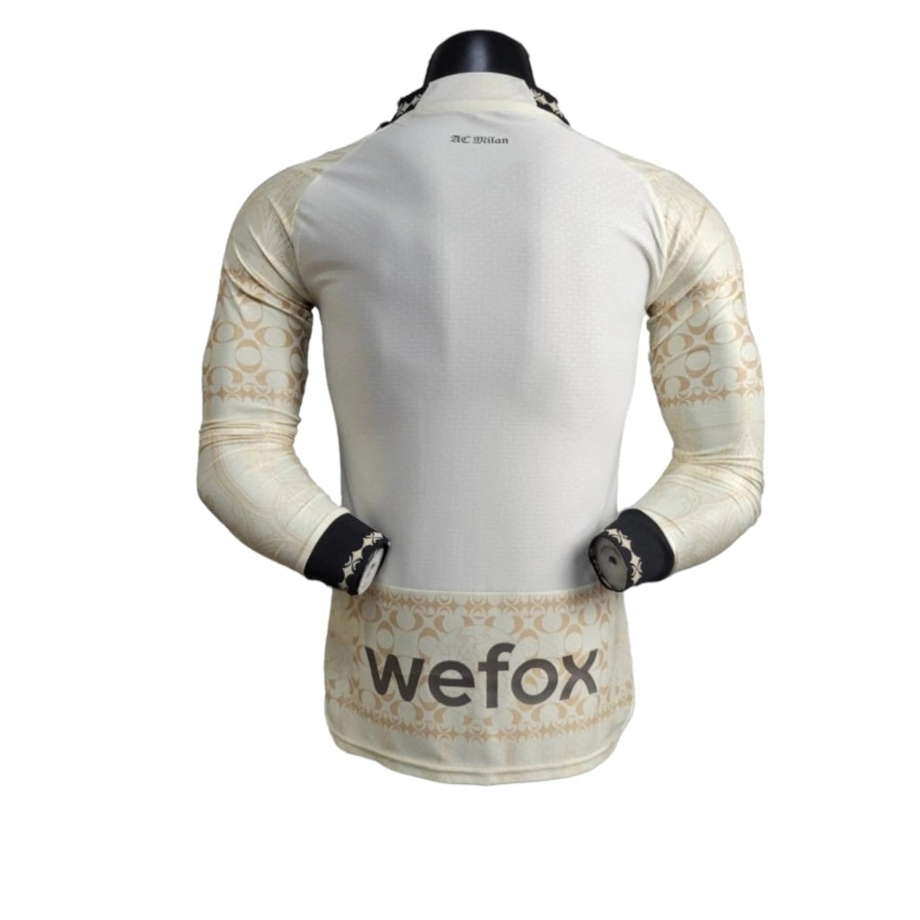 Camisa AC Milan Edição especial 24/25 manga longa - Jogador Puma Masculina - Bege com detalhes em preto