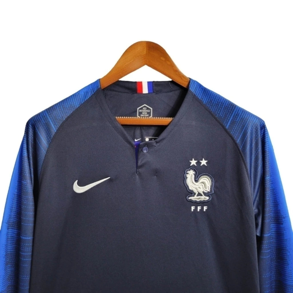 Camisa Retrô Seleção da França Copa do Mundo I 2018 manga longa - Masculina Nike - Azul