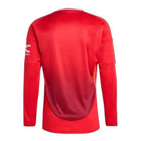 Camisa Manchester United I 24/25 manga longa - Torcedor Adidas Masculina - Vermelha com detalhes em branco