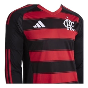 Camisa Flamengo I 25/26 manga longa - Torcedor Adidas Masculina - Vermelha e preta