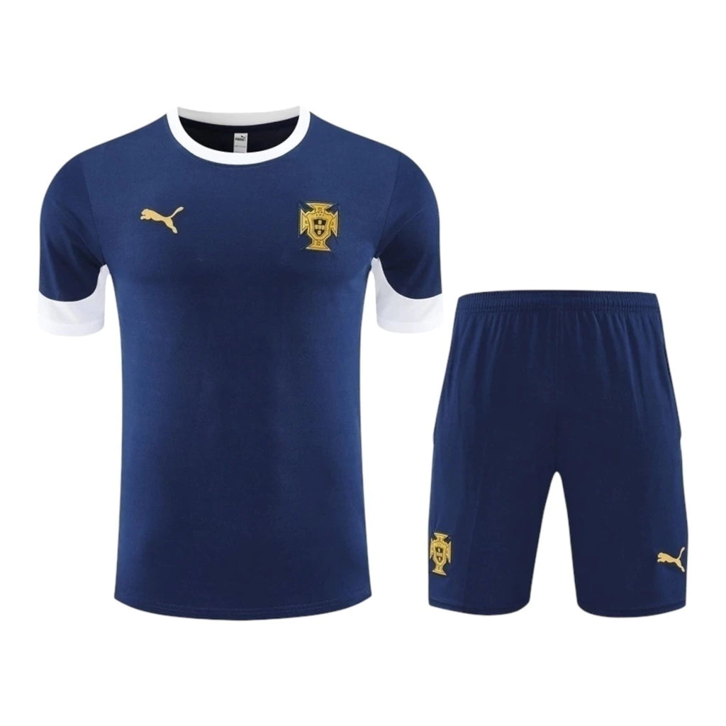 Kit Treino adulto - Camisa e Shorts - Seleção Portugal Nike 25/26 - Azul com detalhes em branco