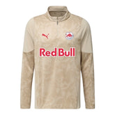 Camisa Red Bull Salzburg Treino 25/26 manga longa - Torcedor Puma Masculina - Branca com detalhes em marrom
