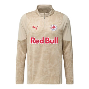 Camisa Red Bull Salzburg Treino 25/26 manga longa - Torcedor Puma Masculina - Branca com detalhes em marrom