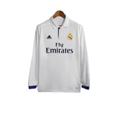 Camisa Retrô Real Madrid I 16/17 manga longa - Masculina Adidas - Branca com detalhes em azul