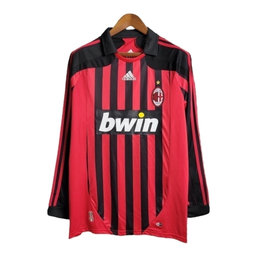 Camisa Retrô AC Milan I 2007/2008 manga longa - Masculina Adidas - Vermelha e preta