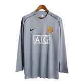 Camisa Retrô Manchester United Goleiro 2007/2008 manga longa - Masculina Nike - Cinza com detalhes em preto
