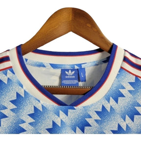 Camisa Retrô Manchester United II 1990/1992 manga longa - Masculina Adidas - Azul com detalhes em branco e vermelho