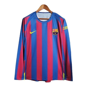 Camisa Retrô Barcelona I 2005/2006 manga longa - Nike Masculina - Vermelha e azul