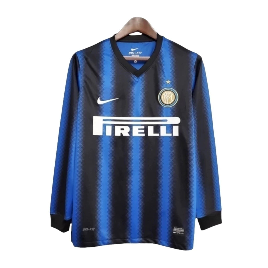 Camisa Retrô Inter de Milão I 2010/2011 manga longa - Masculina Nike - Azul e preta