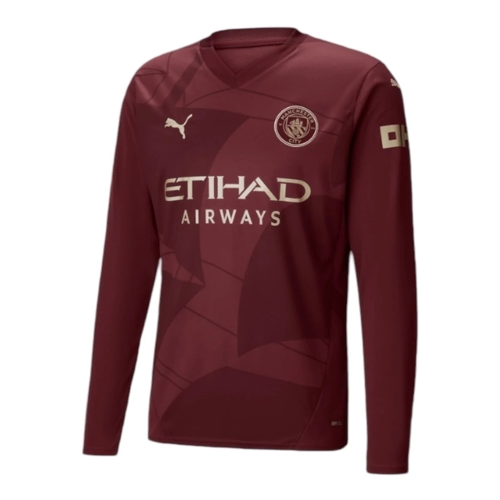 Camisa Manchester City III 24/25 manga longa - Torcedor Puma Masculina - Vinho