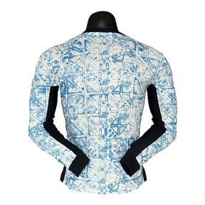 Camisa Seleção de Portugal II 24/25 manga longa - Jogador Nike Masculina - Branca com detalhes em azul
