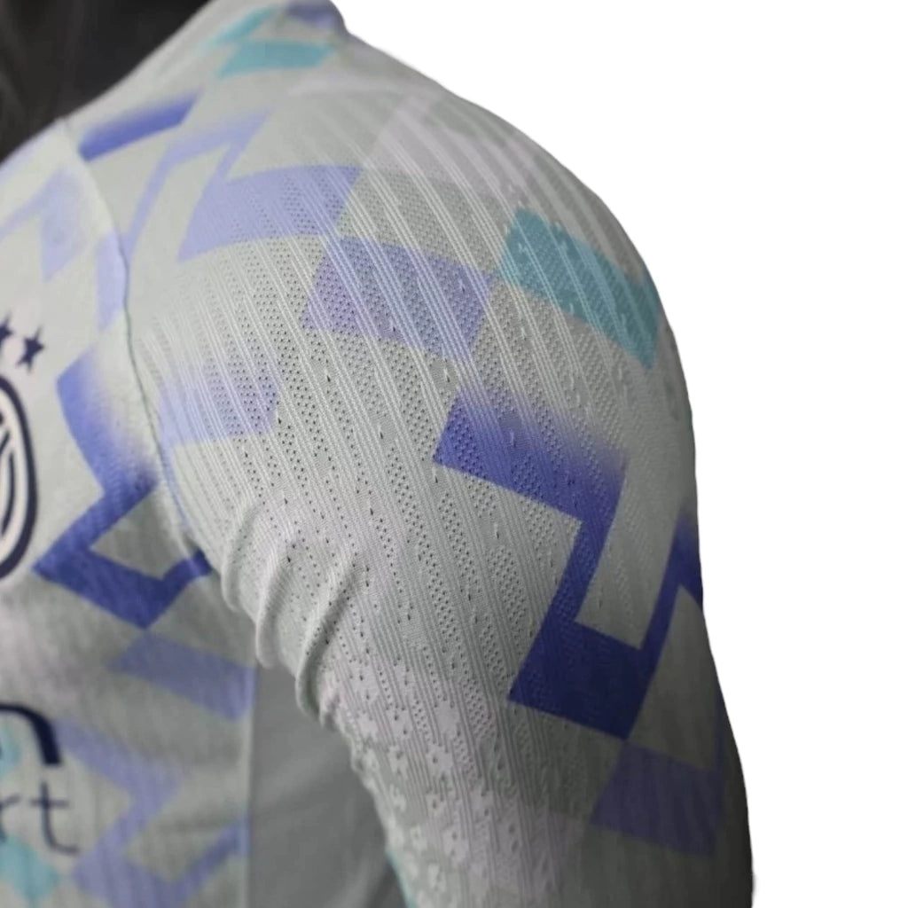 Camisa Inter de Milão II 25/26 manga longa - Jogador Nike Masculina - Branca com detalhes em azul e verde