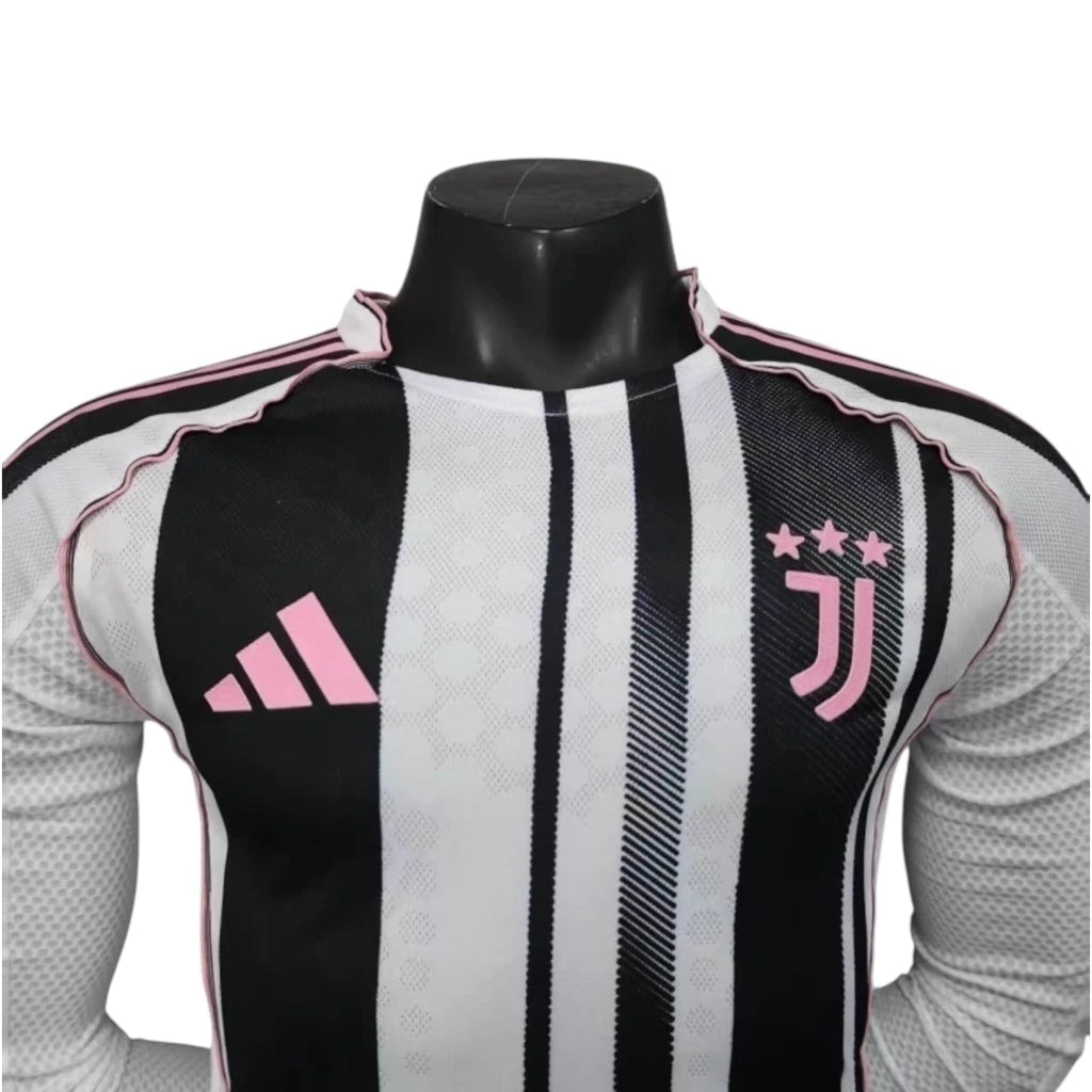 Camisa Juventus I 25/26 manga longa - Jogador Adidas Masculina - Preta e branca com detalhes em rosa