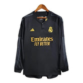 Camisa Real Madrid II 23/24 manga Longa - Torcedor Adidas Masculina - Preta com detalhes em cinza