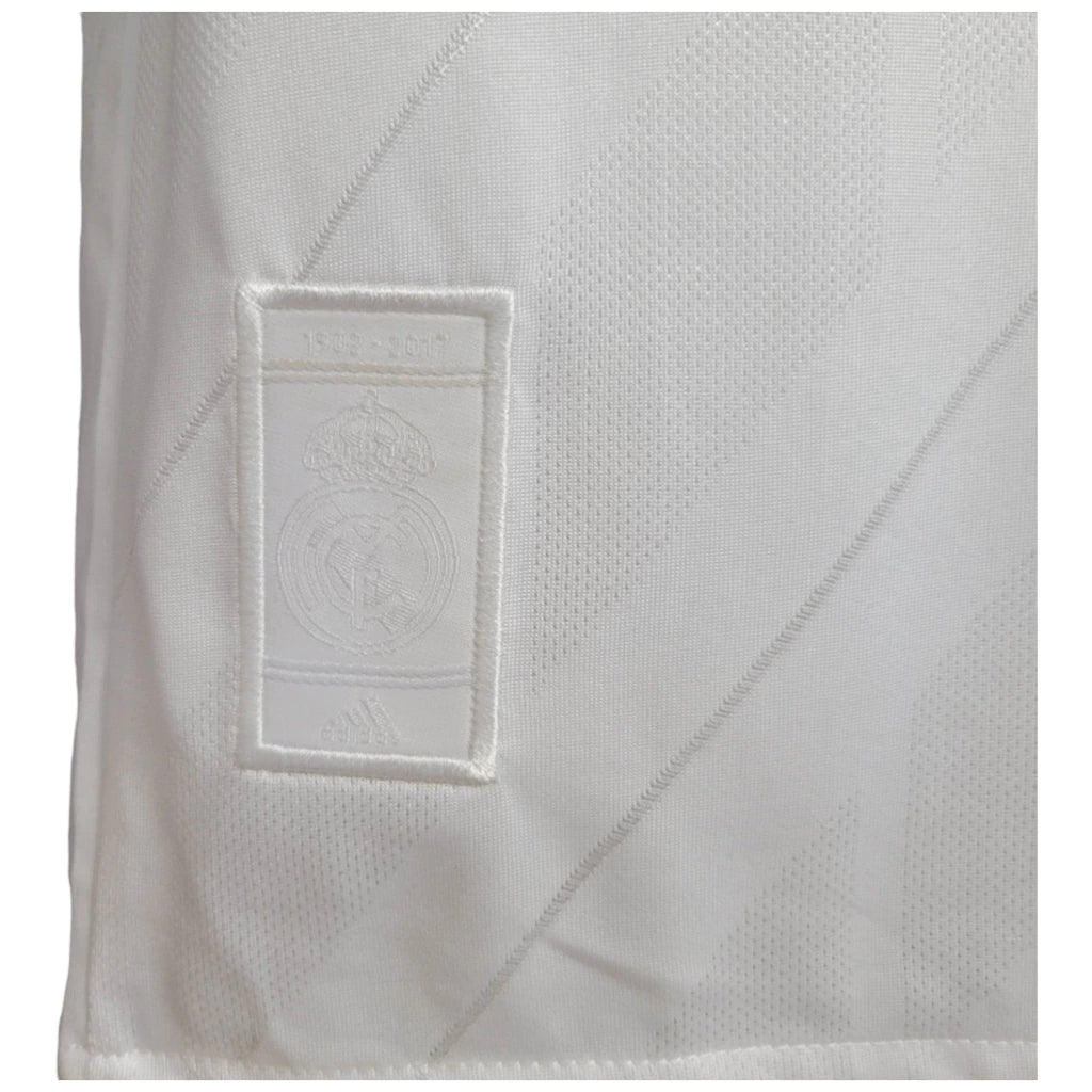 Camisa Retrô Real Madrid I 2017/2018 manga longa - Adidas Masculina - Branca com detalhes em azul