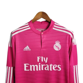 Camisa Retrô Real Madrid II 14/15 manga longa - Masculina Adidas - Rosa com detalhes em branco