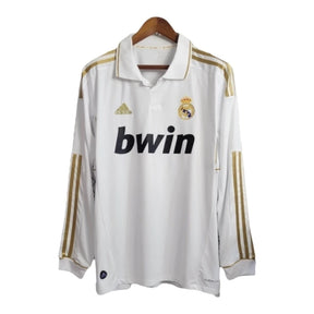 Camisa Retrô Real Madrid I 2011/2012 manga longa - Adidas Masculina - Branca com detalhes em dourado