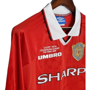 Camisa Retrô Manchester United I 1999/2000 manga longa - Masculina Umbro - Vermelha com detalhes em branco