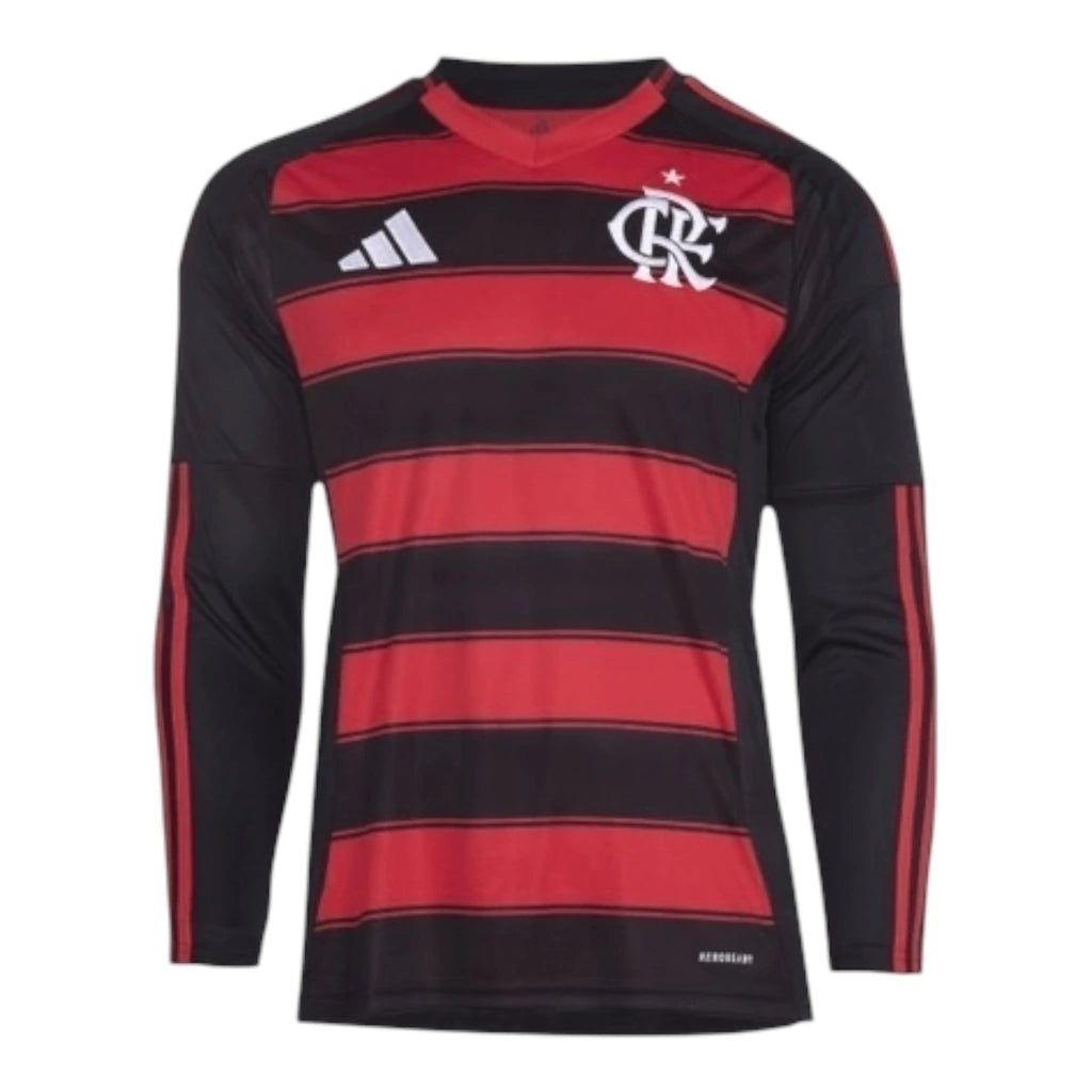 Camisa Flamengo I 25/26 manga longa - Torcedor Adidas Masculina - Vermelha e preta
