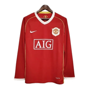 Camisa Retrô Manchester United I 2006/2007 manga longa - Nike Masculina - Vermelha com detalhes em amarelo e branco