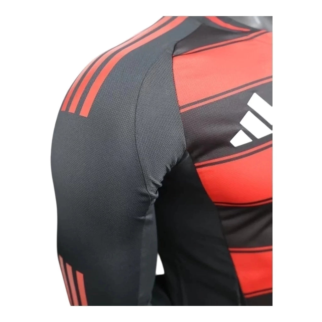 Camisa Flamengo I 25/26 manga longa - Jogador Adidas Masculina - Vermelha e preta
