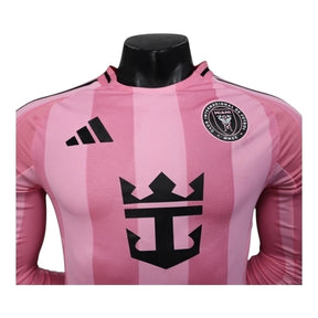 Camisa Inter Miami I 25/26 manga longa - Jogador Adidas Masculina - Rosa com detalhes em preto