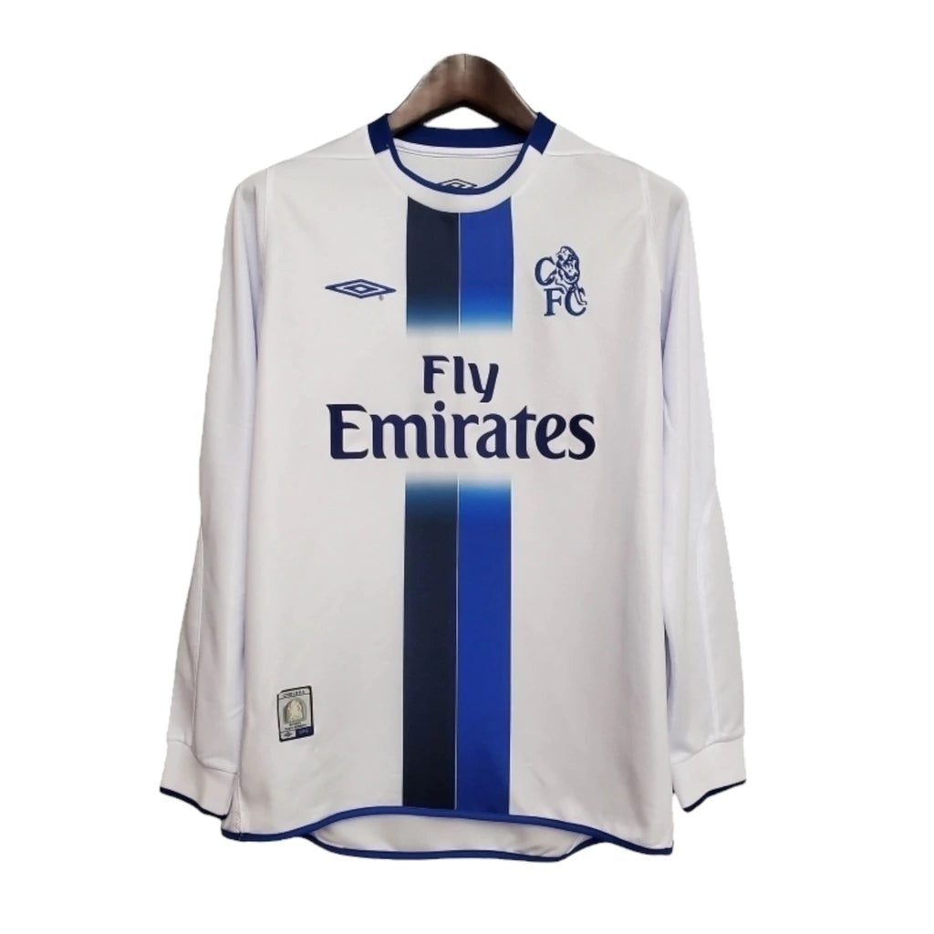 Camisa Retrô Chelsea II 2003/2005 manga longa - Masculina Umbro - Branca com detalhes em azul