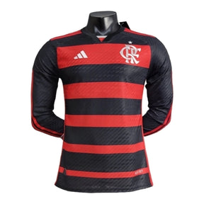 Camisa Flamengo I 24/25 manga longa - Jogador Adidas Masculina - Vermelho e preto