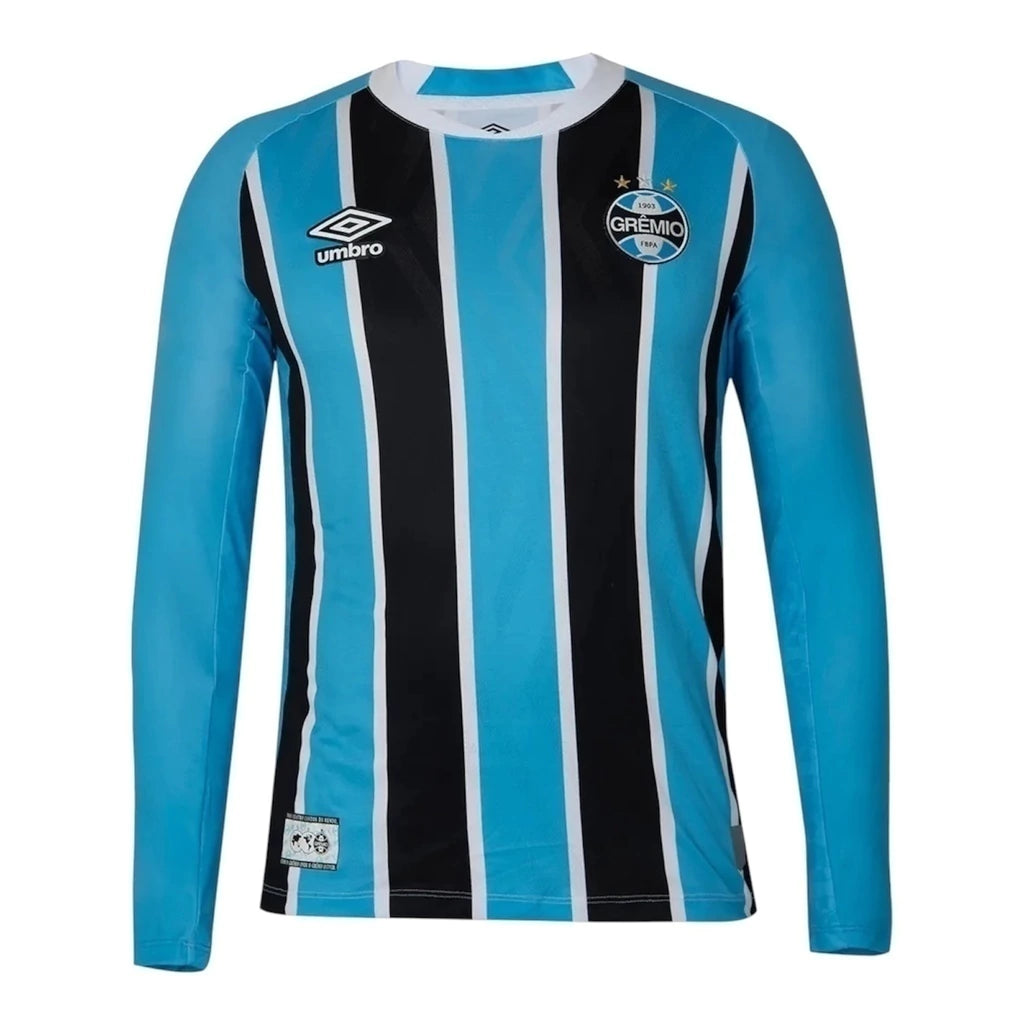Camisa Grêmio I 25/26 manga longa - Torcedor Umbro Masculina - Azul e preta