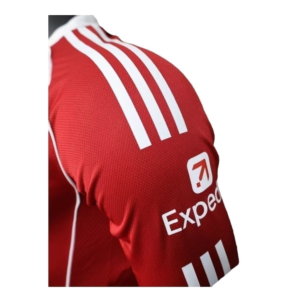 Camisa Liverpool I 25/26 manga longa - Jogador Adidas Masculina - Vermelha com detalhes em branco