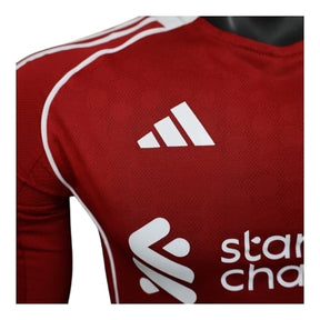 Camisa Liverpool I 25/26 manga longa - Jogador Adidas Masculina - Vermelha com detalhes em branco