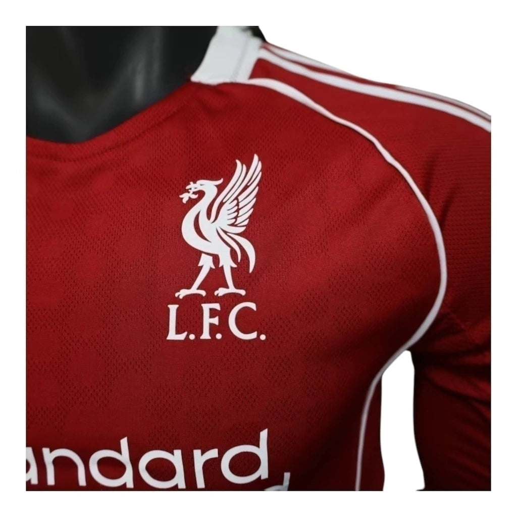 Camisa Liverpool I 25/26 manga longa - Jogador Adidas Masculina - Vermelha com detalhes em branco