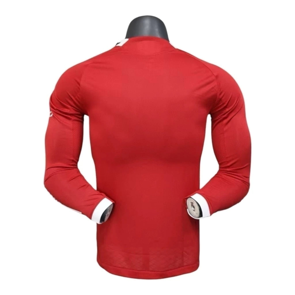 Camisa Liverpool I 25/26 manga longa - Jogador Adidas Masculina - Vermelha com detalhes em branco