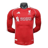 Camisa Liverpool I 25/26 manga longa - Jogador Adidas Masculina - Vermelha com detalhes em branco