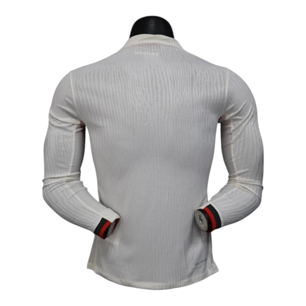 Camisa Chelsea II 25/26 manga longa - Jogador Nike Masculina - Branca com detalhes em azul e vermelho